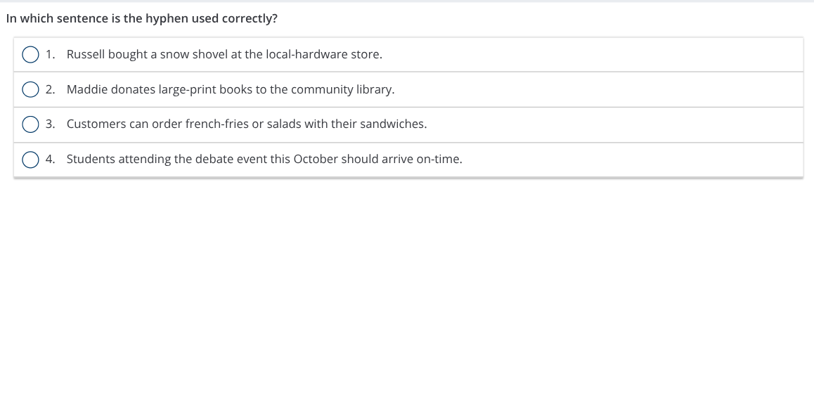 solve In which sentence is the hyphen used