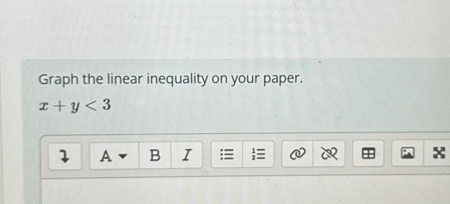 In graph form Graph the linear inequality on your