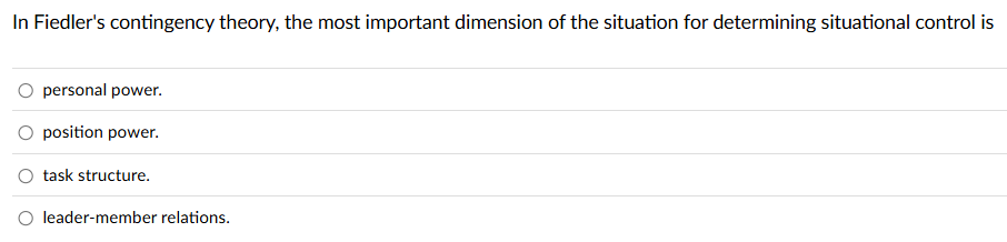 what is the correct answer? In Fiedler's