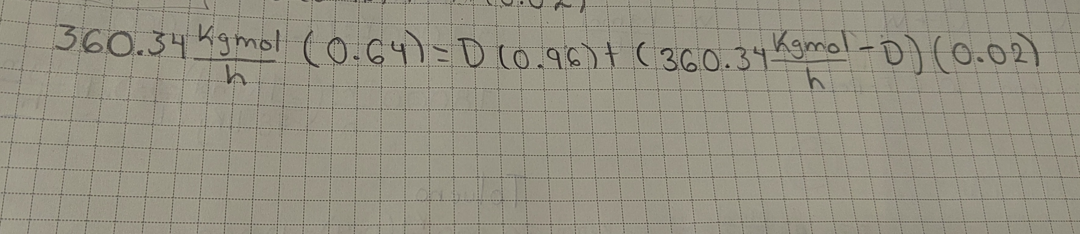 Despeja D 360 34 Kgmol ( 0: 64 ) = D Co. 96)+ (