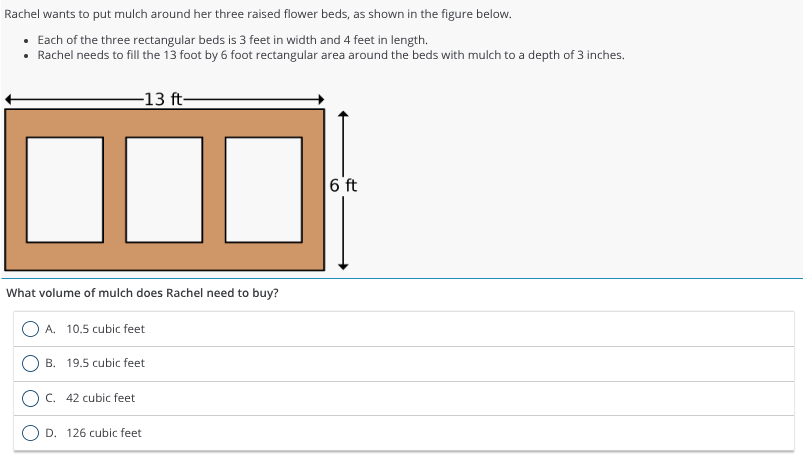 solve Rachel wants to put mulch around her three
