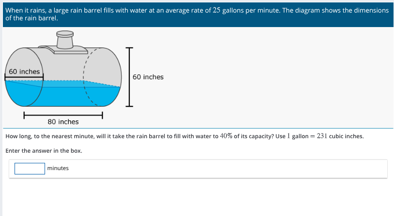 solve When it rains, a large rain barrel fills