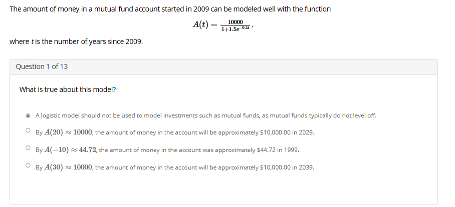solve The amount of money in a mutual fund