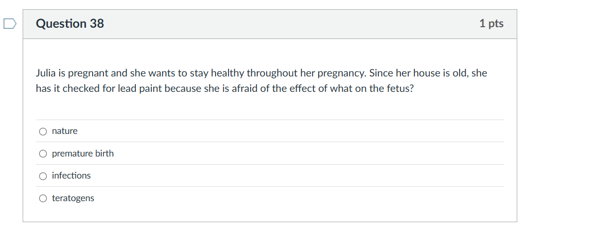 solve U Question 38 1 pts Julia is pregnant and