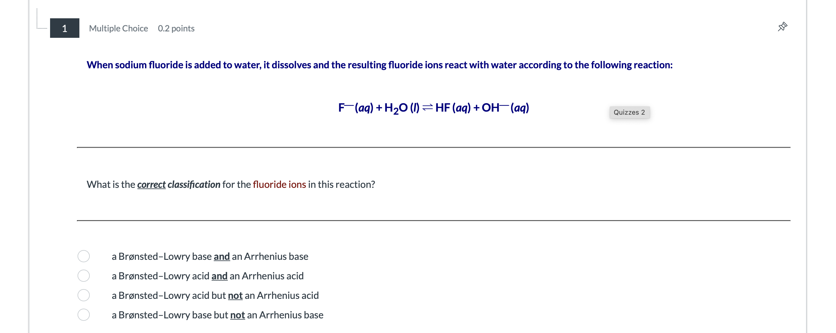 Solve 1 Multiple Choice 0.2 points When sodium