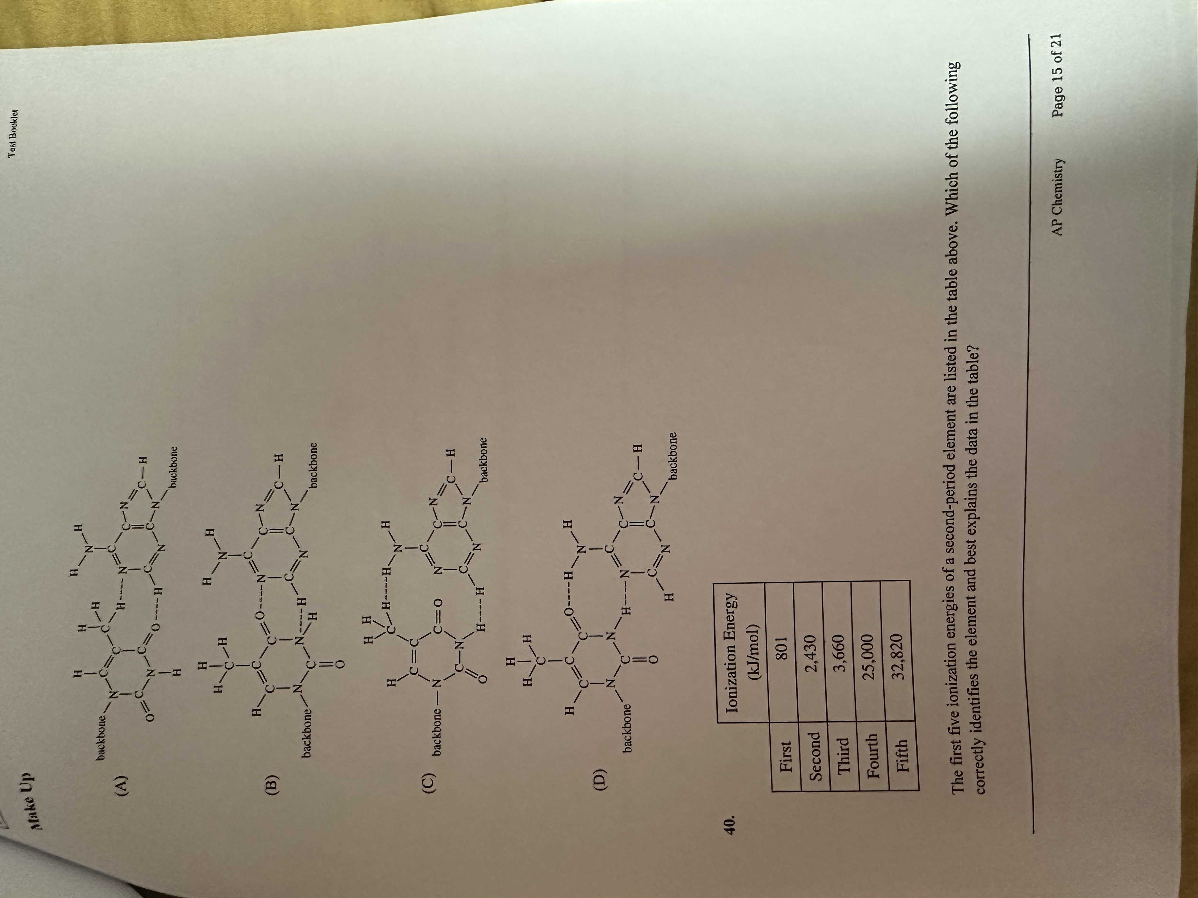 40 Make Up Test Booklet backbone (A) C- H