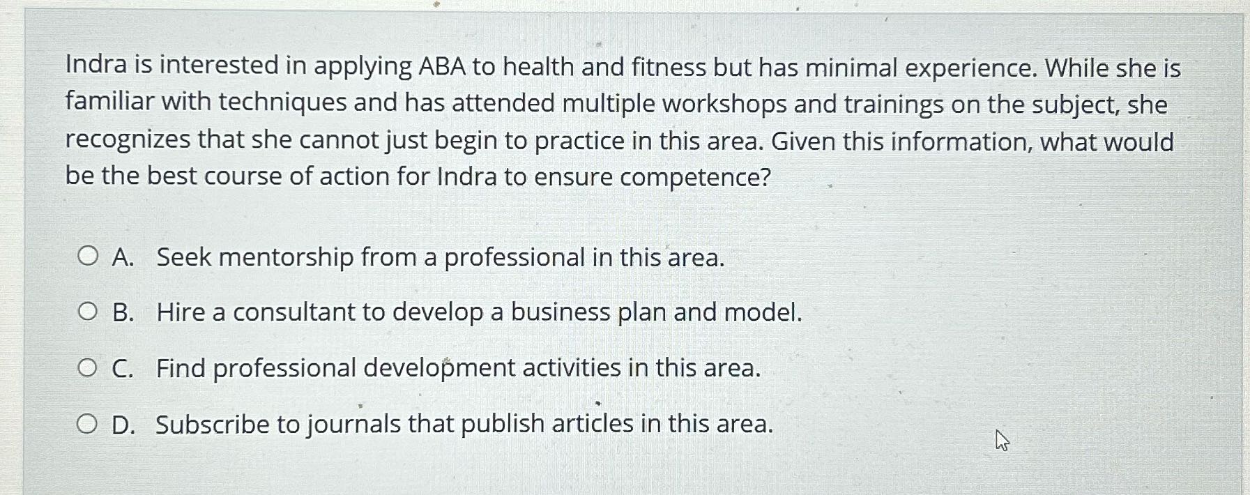 Resolve Indra is interested in applying ABA to