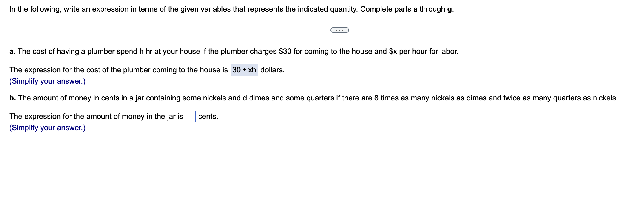 solve this In the following, write an expression