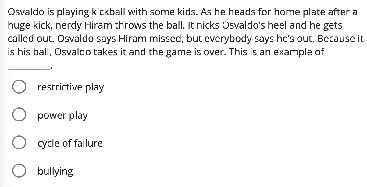 solve Osvaldo is playing kickball with some kids.