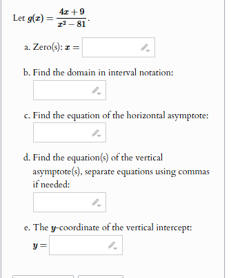 solve 4r+9 Let g(x) z? 81 a. Zero(s): z= b. A fh