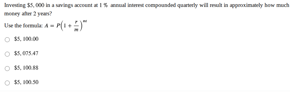 solve Investing $5, 000 in a savings account at 1