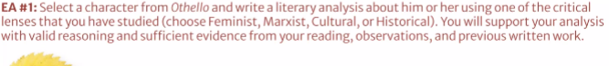 solve EA #1: Select a character from Othello and