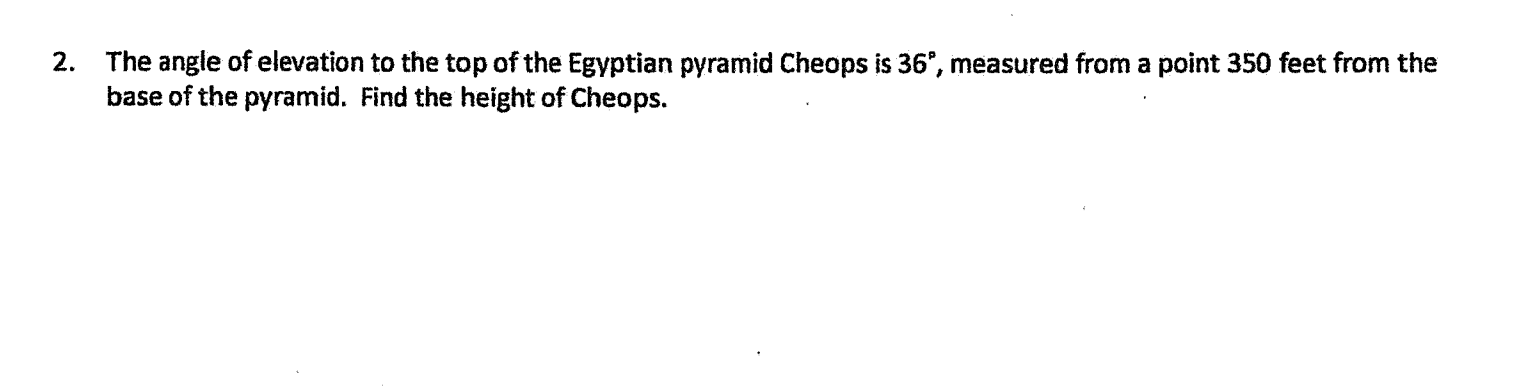 solve 2. The angle of elevation to the top of the