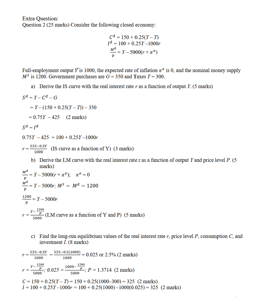 help me solve this Extra Question: Question 2 (25