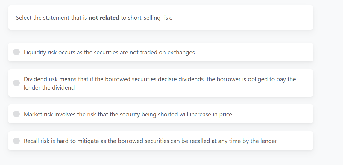 choose the correct answer Select the statement