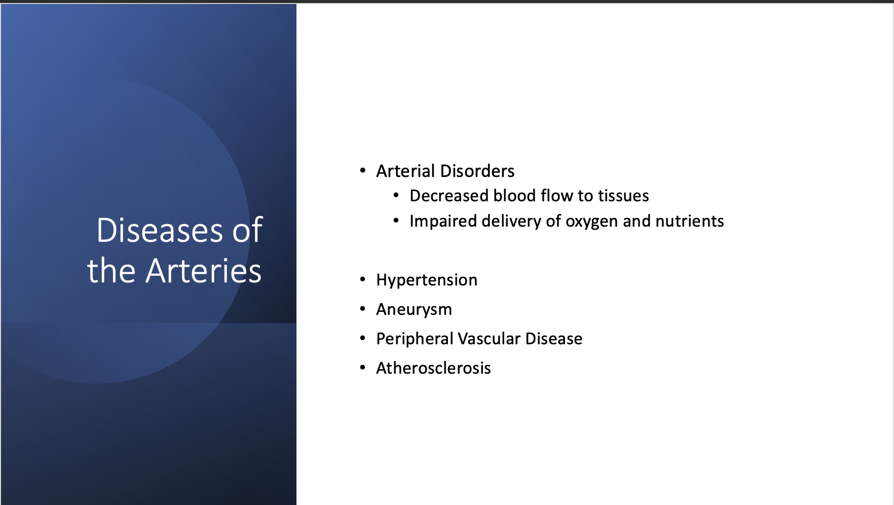 Explain in an easy way . Arterial Disorders .
