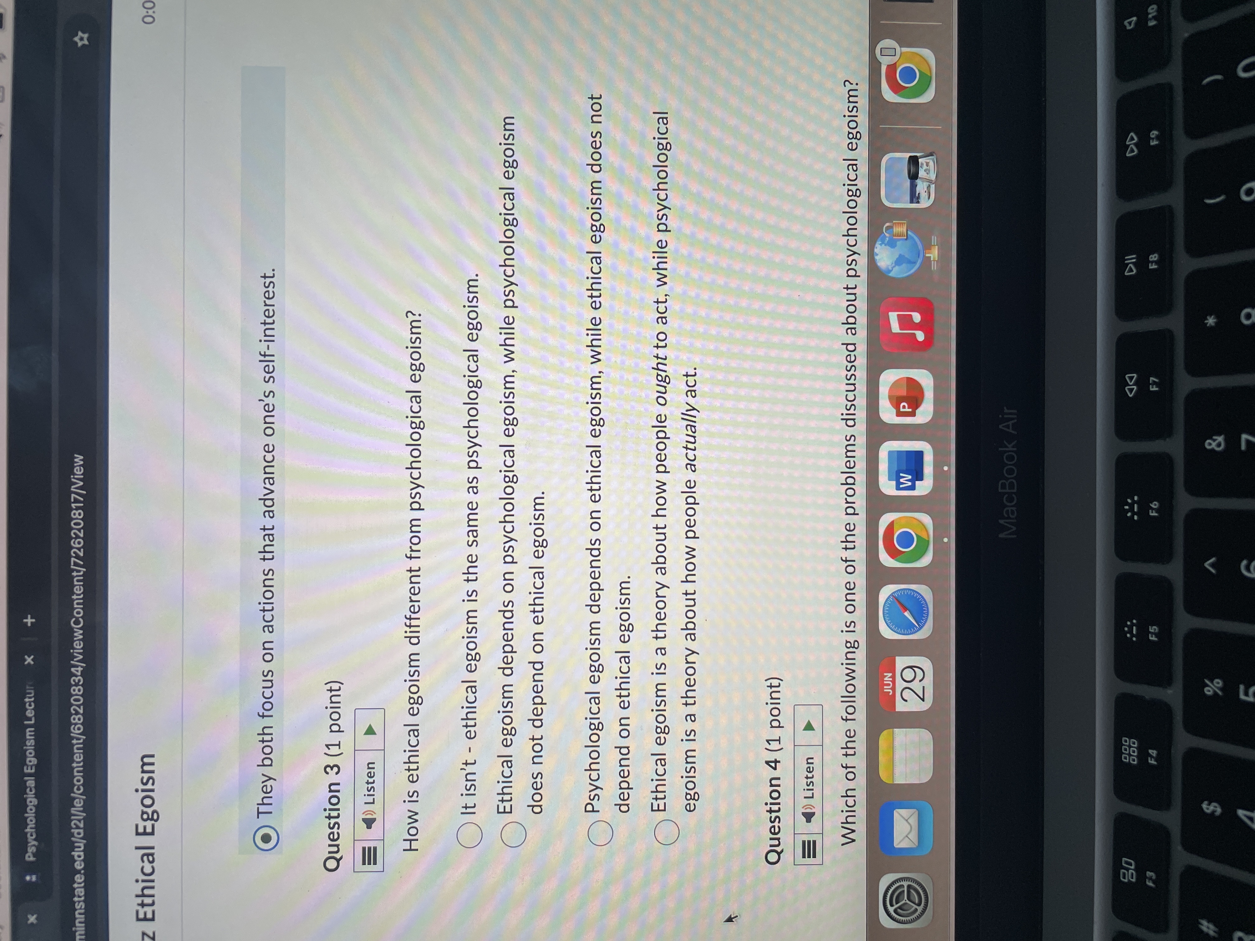 3 Psychological Egoism Lecture X