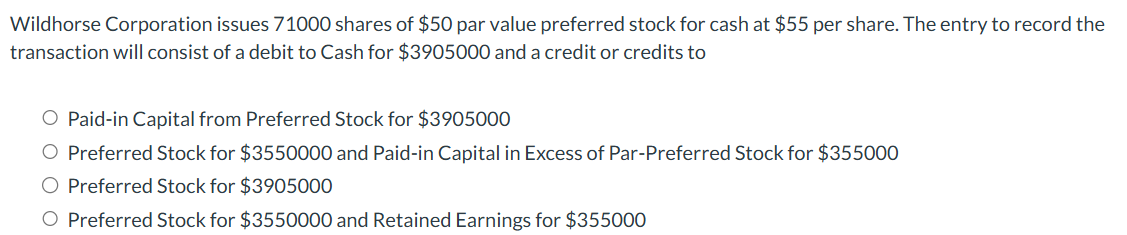 What is the answer? Wildhorse Corporation issues