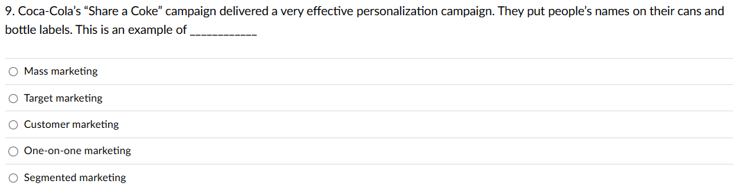 what is the correct answer? 9. Coca-Cola's 