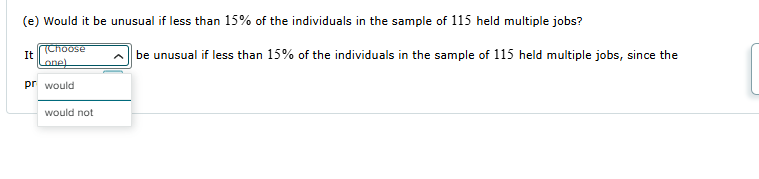 m (e) Would it be unusual if less than 15% of the