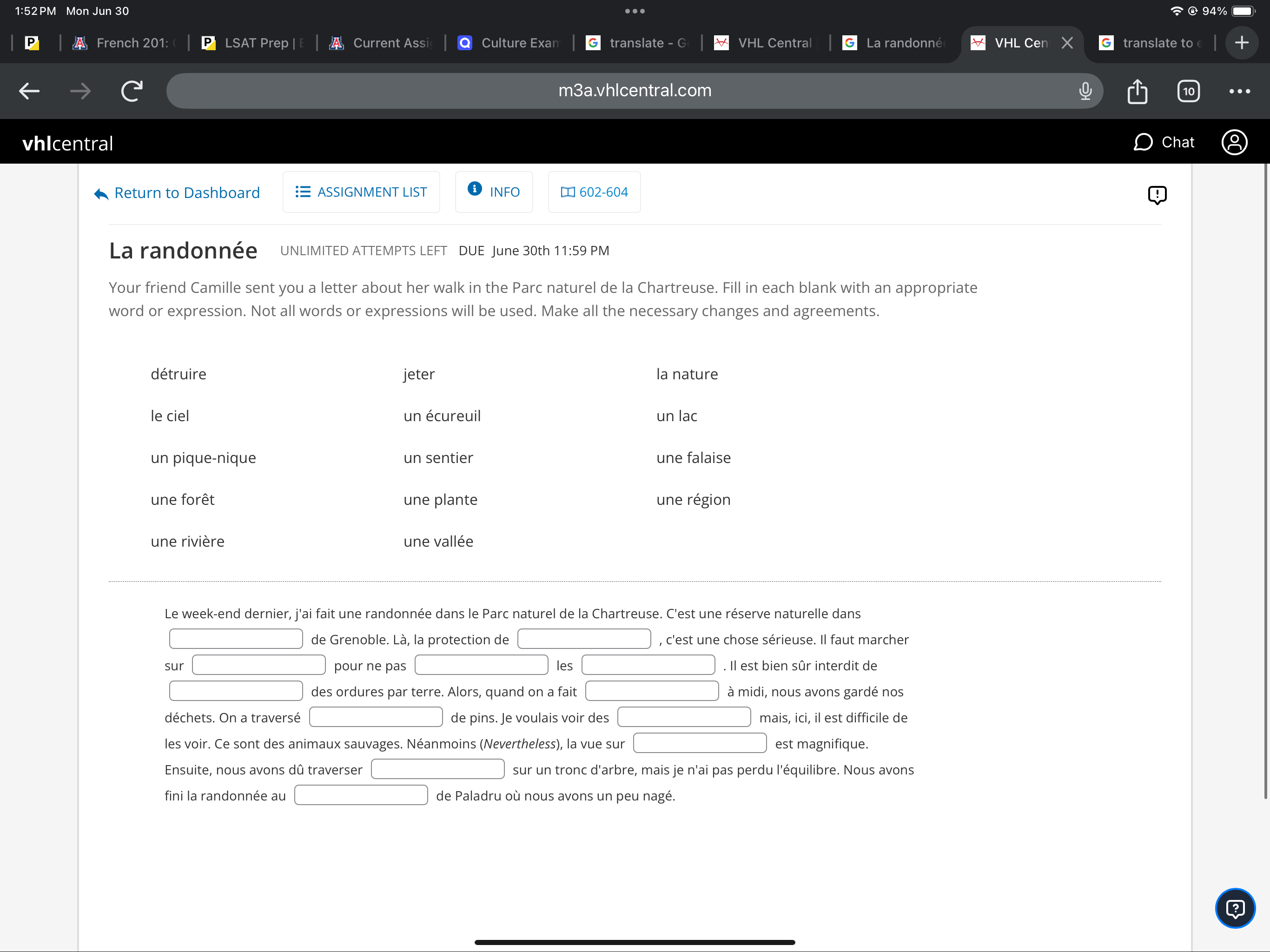 Complete 1:52 PM Mon Jun 30 . . . 0 94% P A