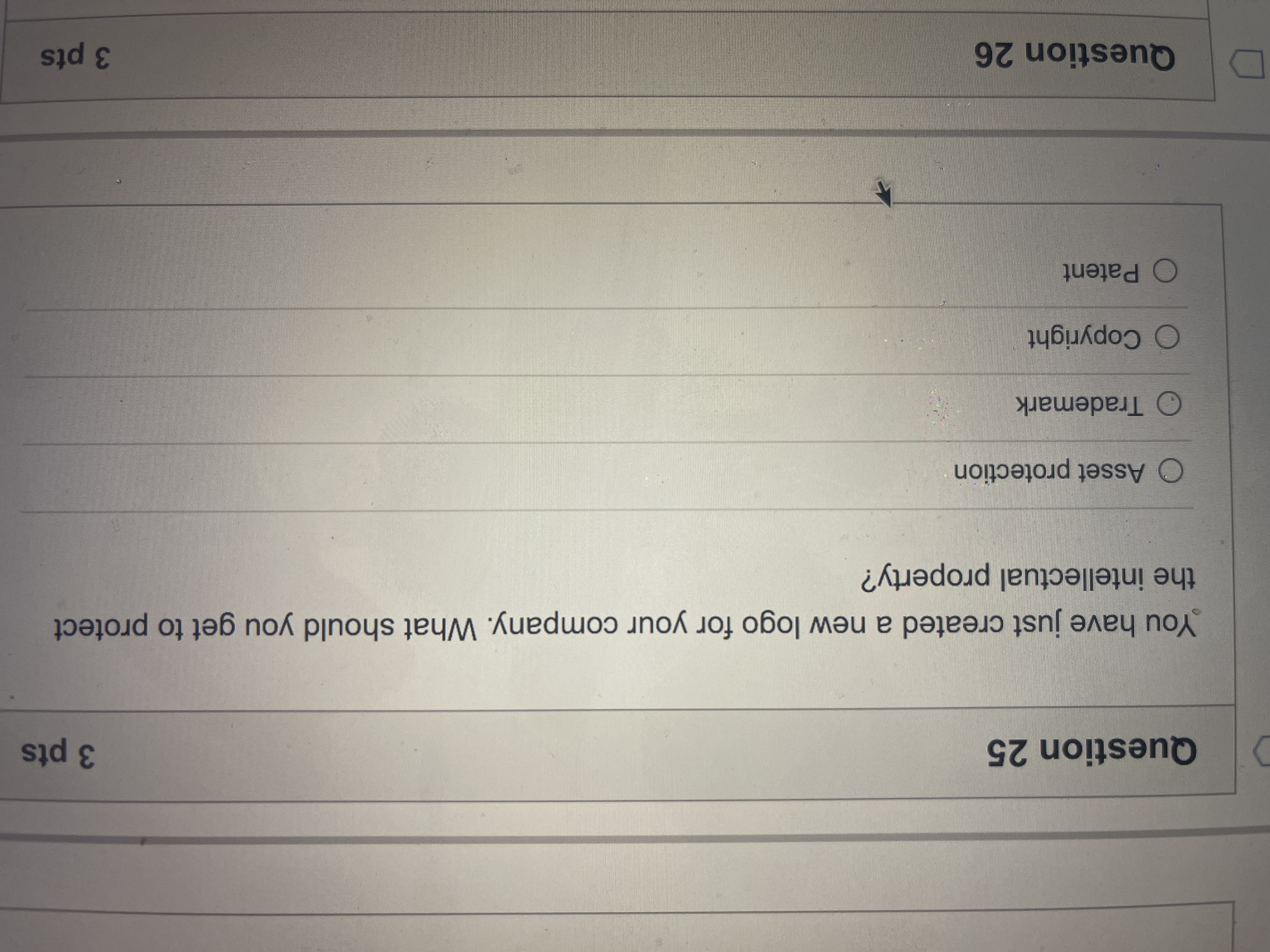 What's the answer? Question 25 3 pts You have