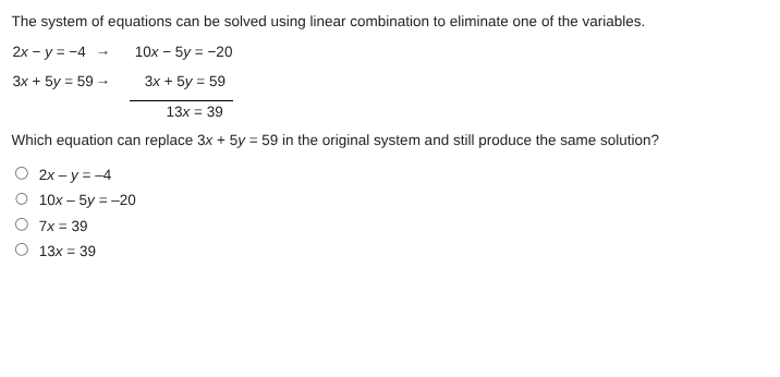 The system of equations can be solved using