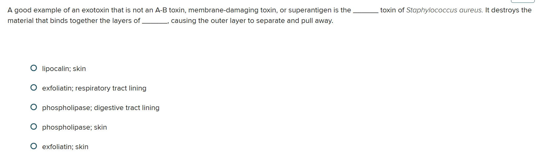 solve A good example of an exotoxin that is not