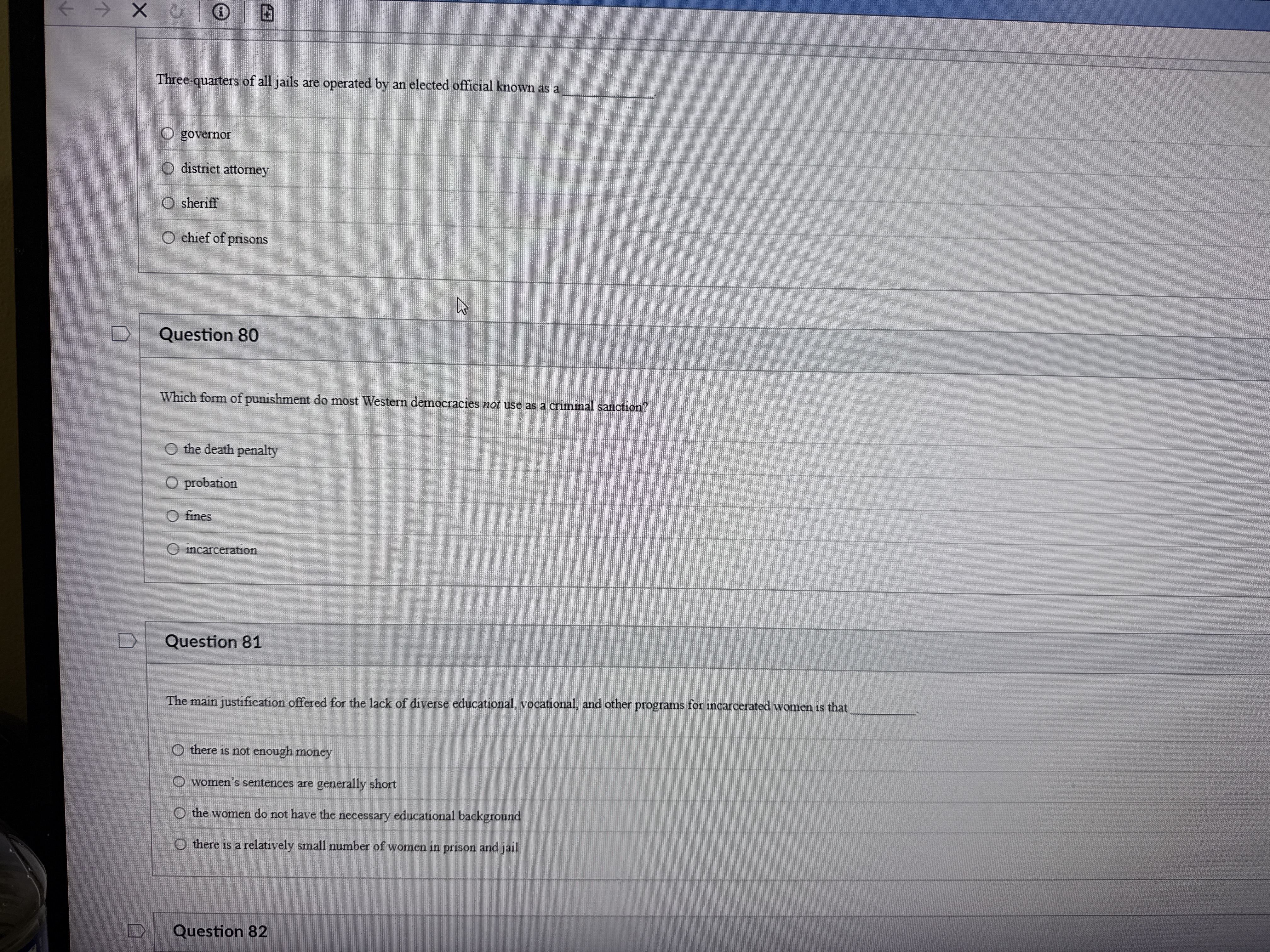 these Three-quarters of all jails are operated by