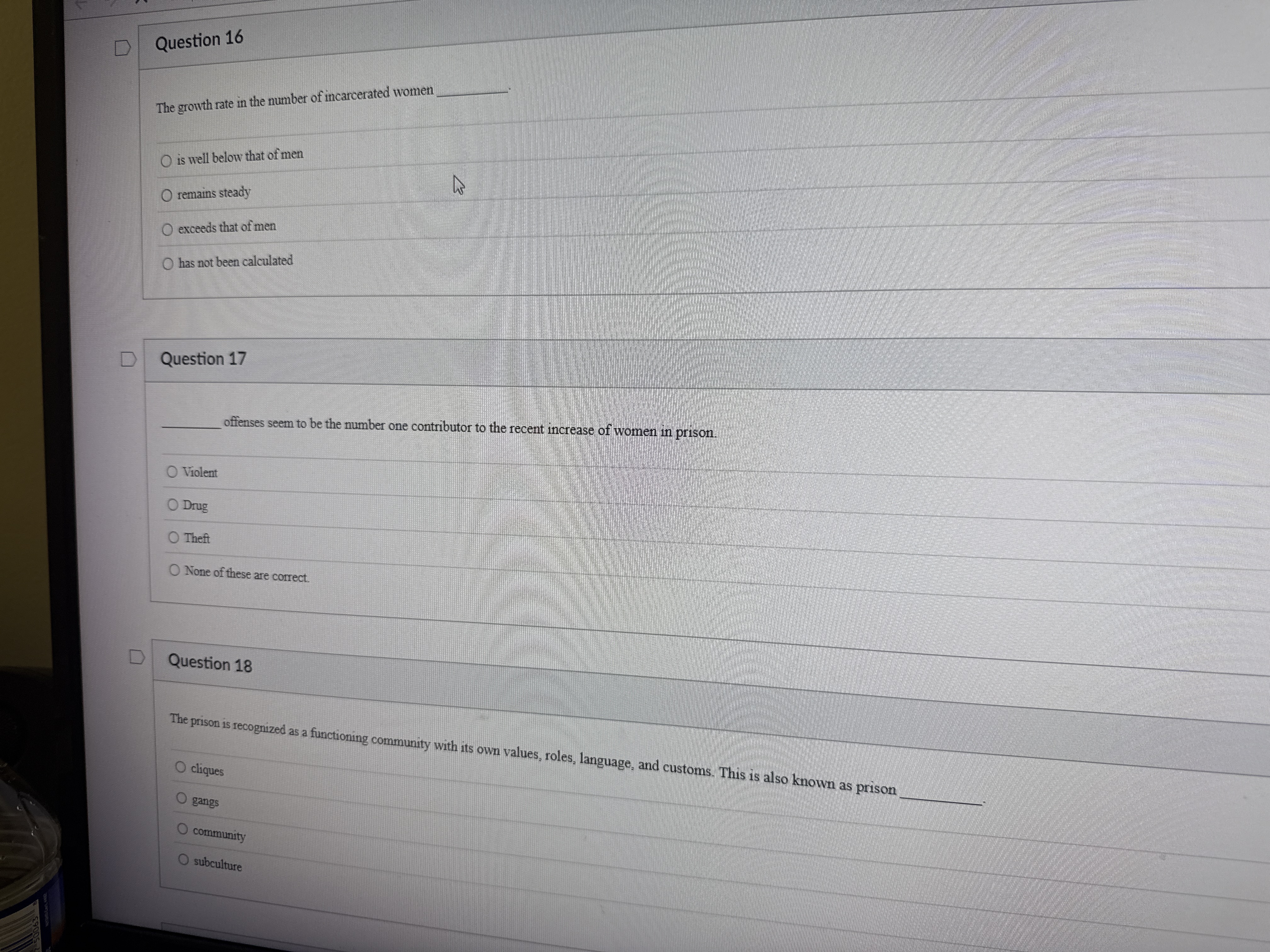 these D Question 16 The growth rate in the number
