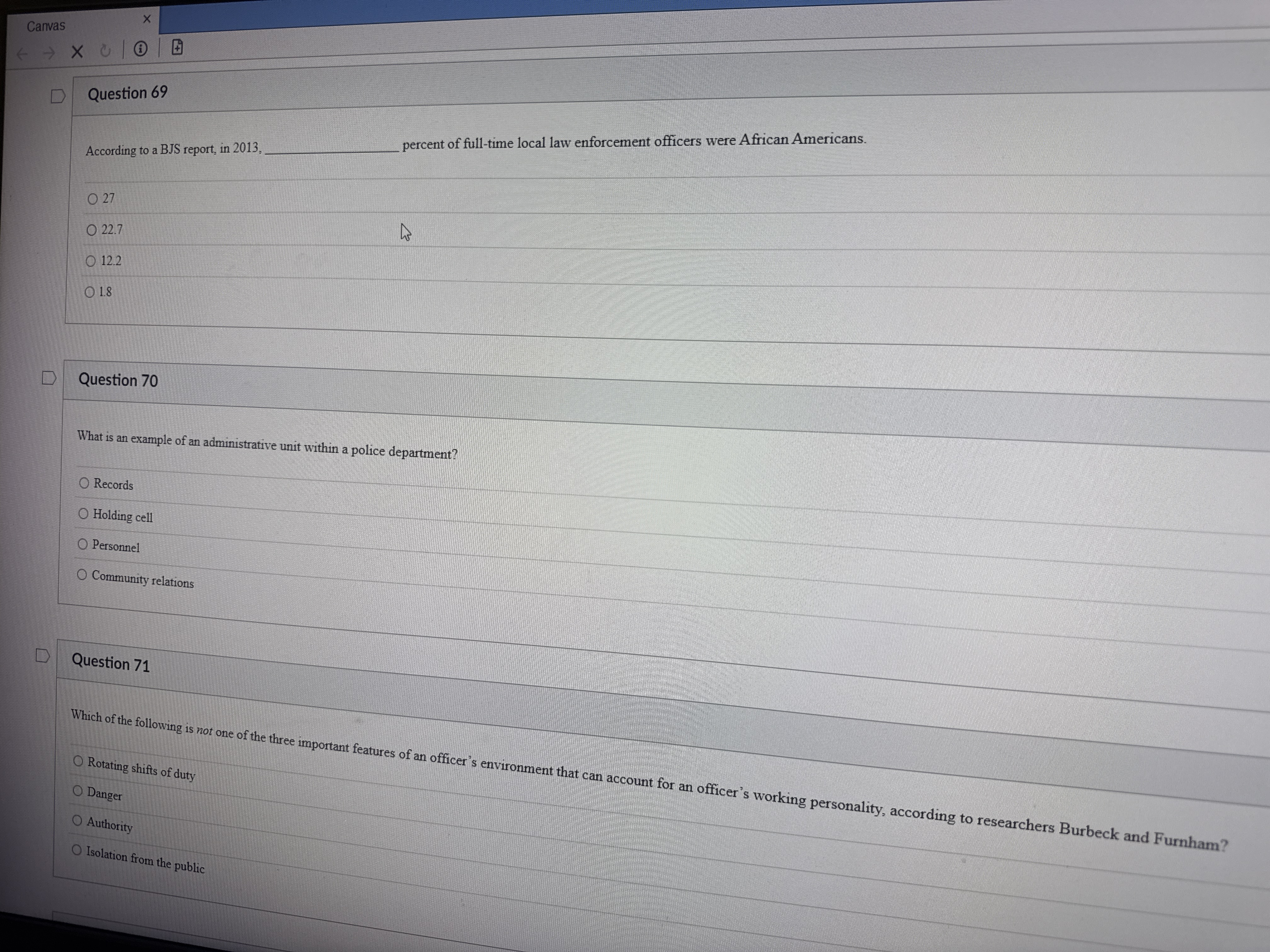 these Canvas D Question 69 percent of full-time