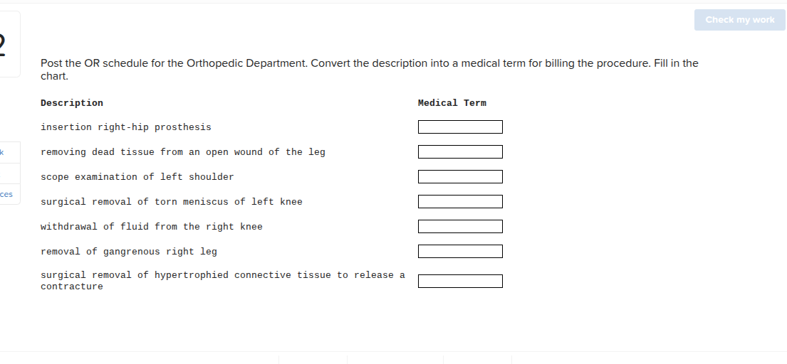 Post the OR schedule for the Orthopedic
