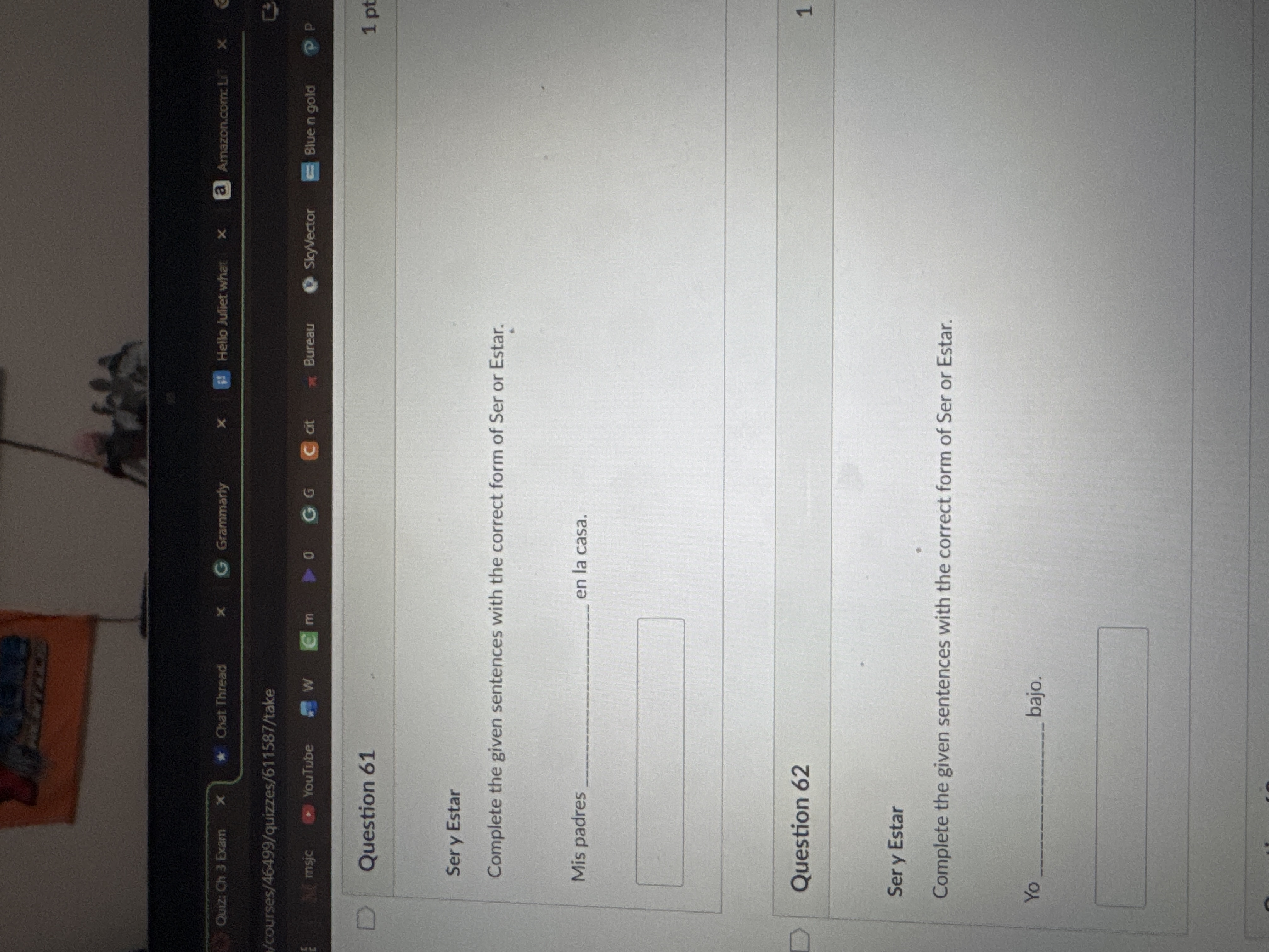 Solve Quiz: Ch 3 Exam Chat Thread X G Grammarly X