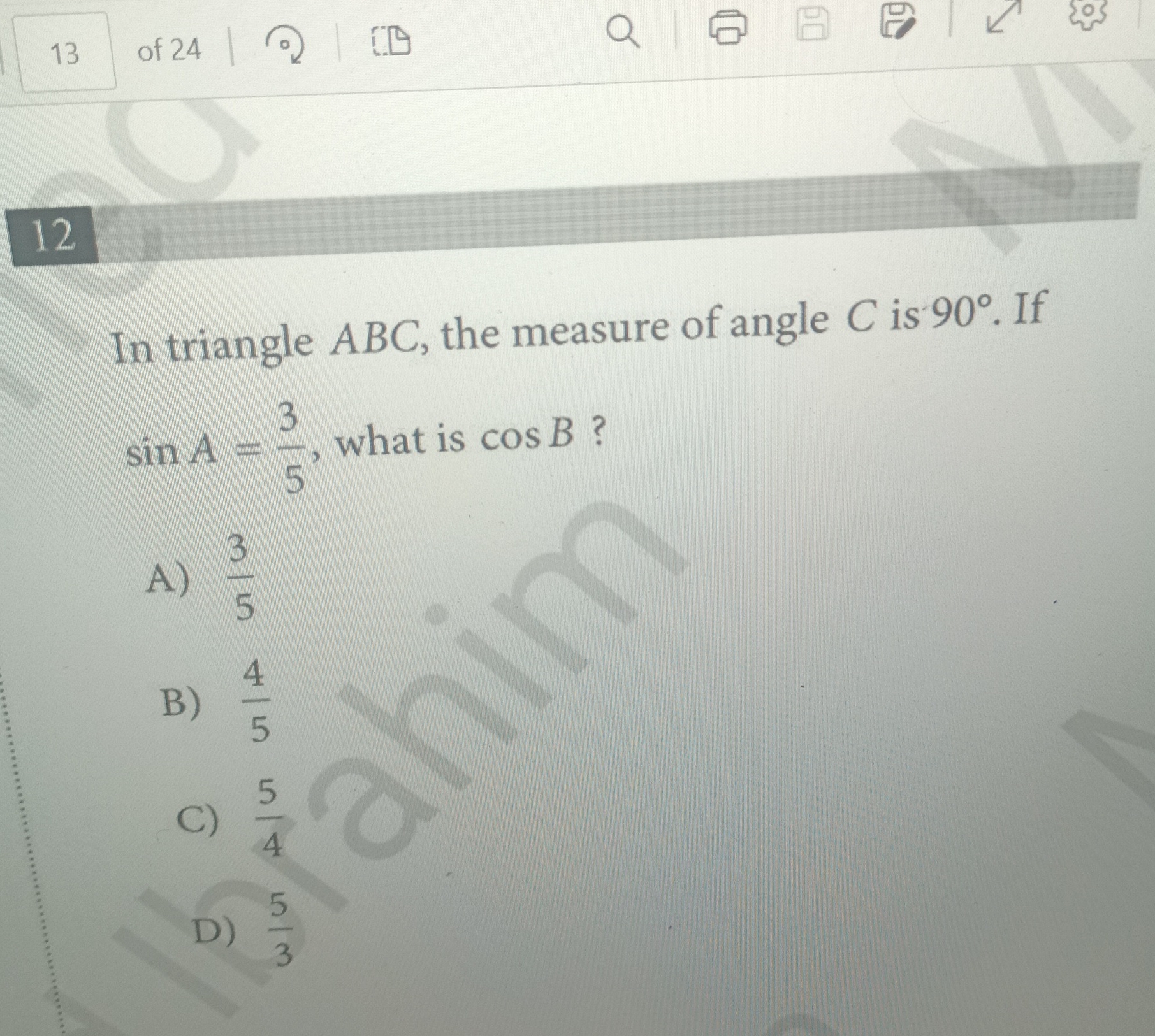 Solve 13 of 24 0 ED 20s 12 In triangle ABC, the