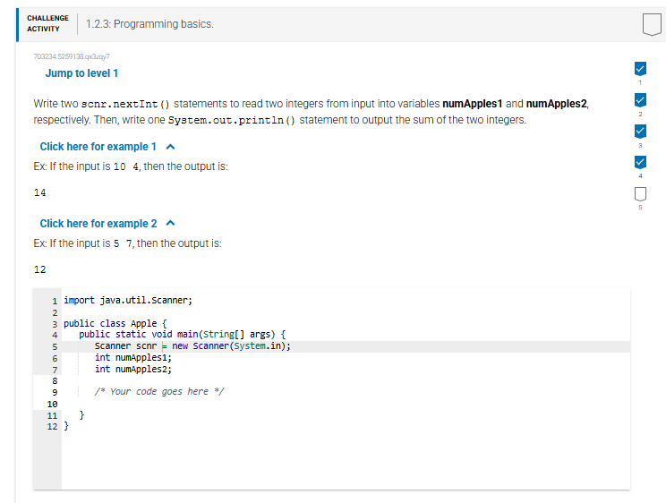 solve CHALLENGE ACTIVITY 1.2.3: Programming