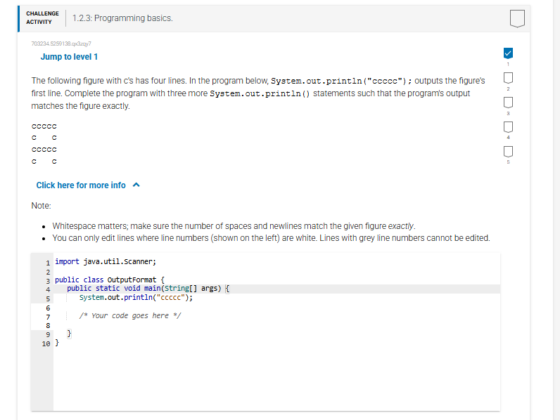 solve CHALLENGE ACTIVITY 1.2.3: Programming