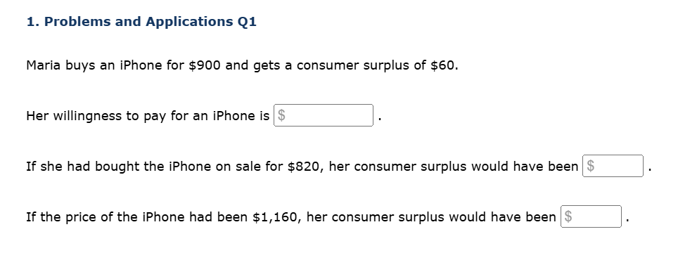 solve 1. Problems and Applications Q1 Maria buys