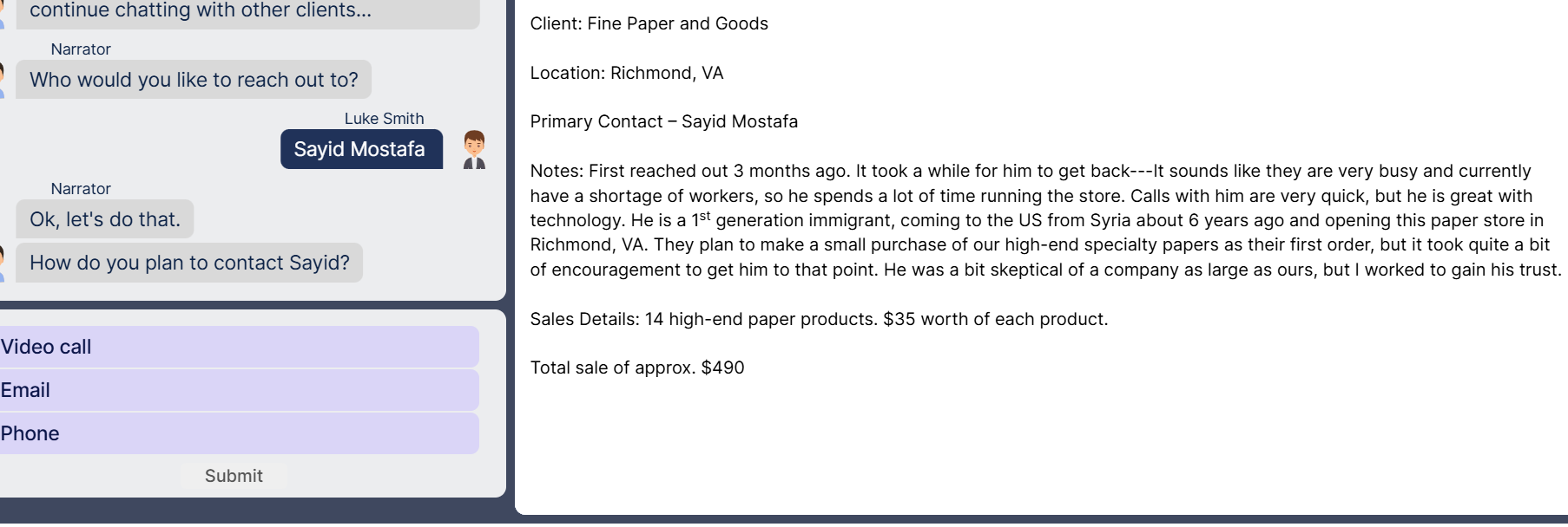 solve continue chatting with other clients...