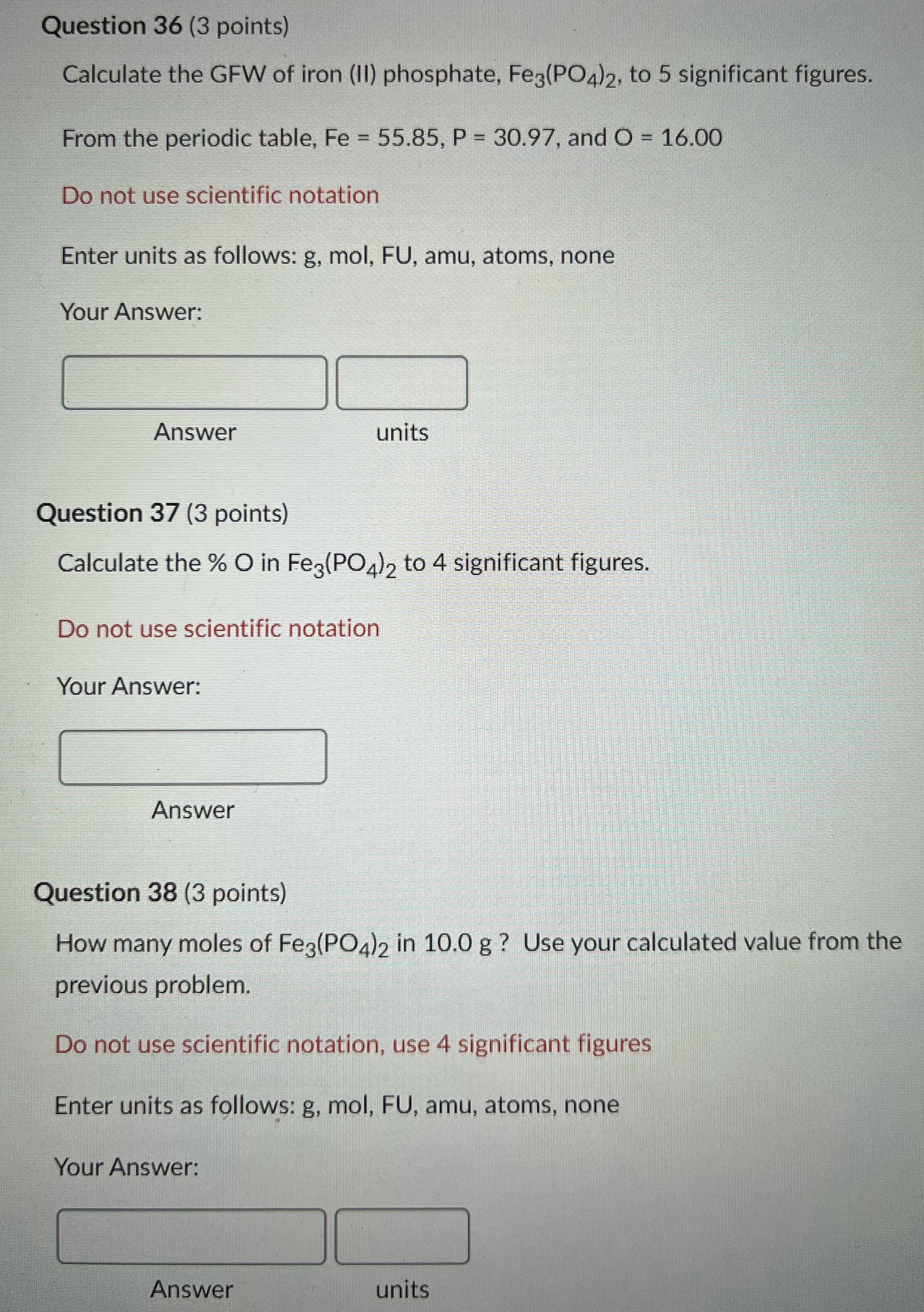 s 36 to 38. SHOW your solution and final answer.