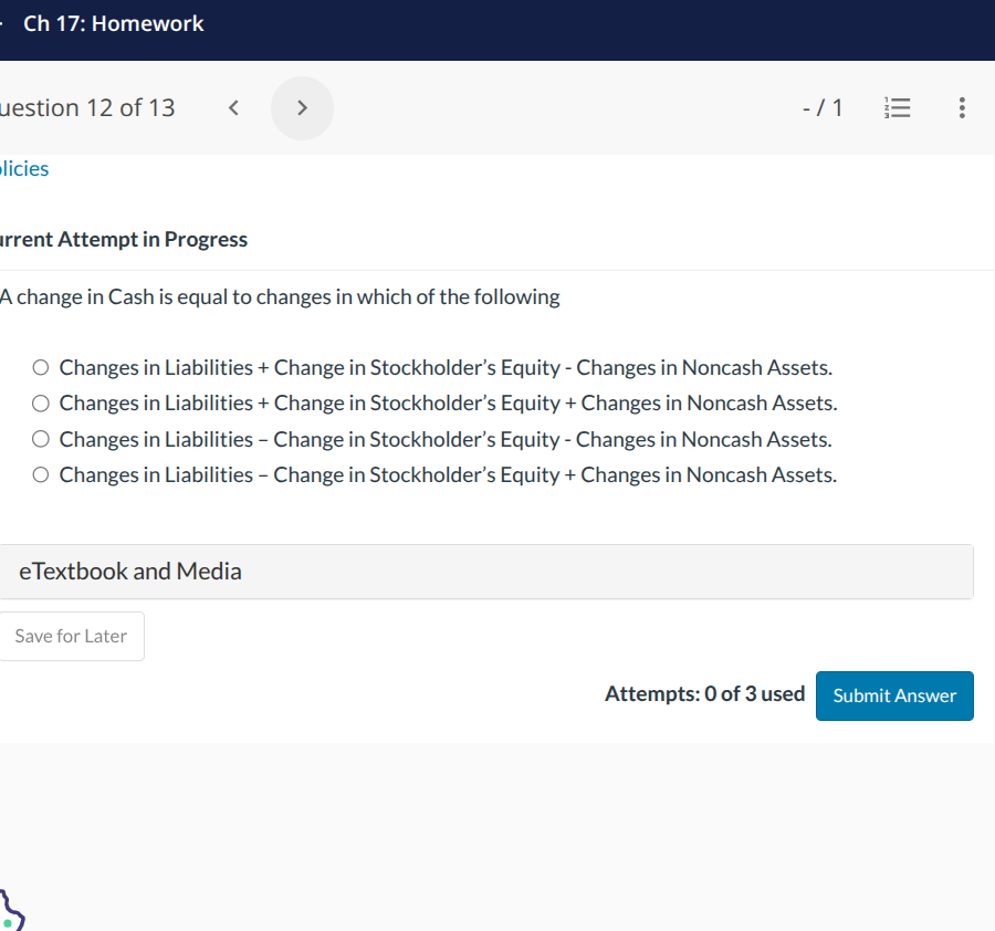 v Ch 17: Homework uestion 12 of 13 -/1 = :
