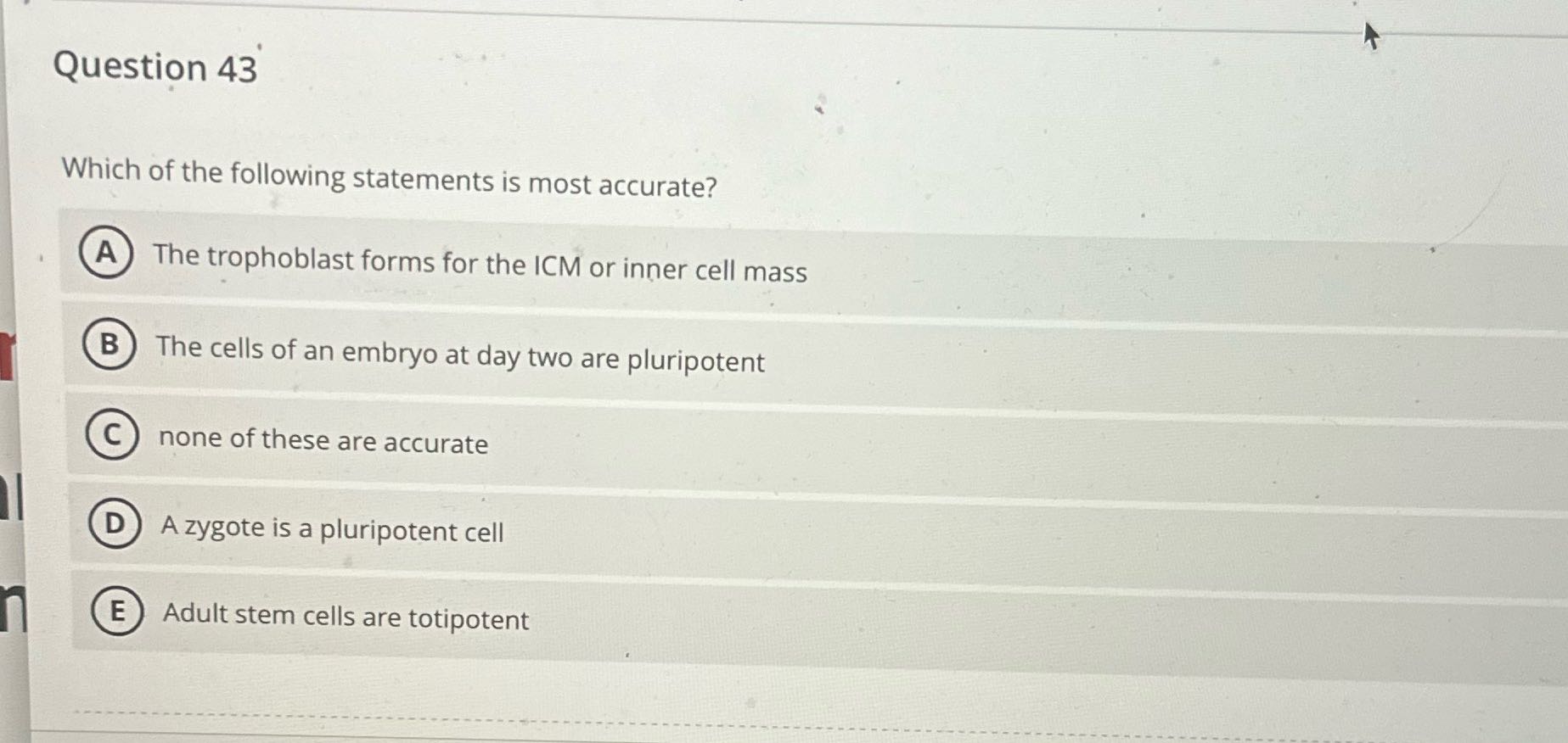 What's the answer Question 43 Which of the
