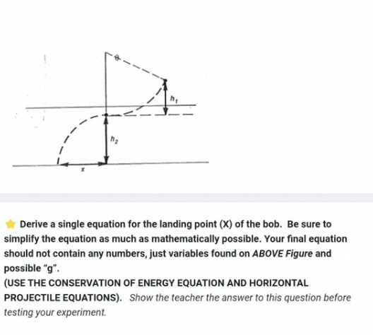 Derive a single equation for the landing point