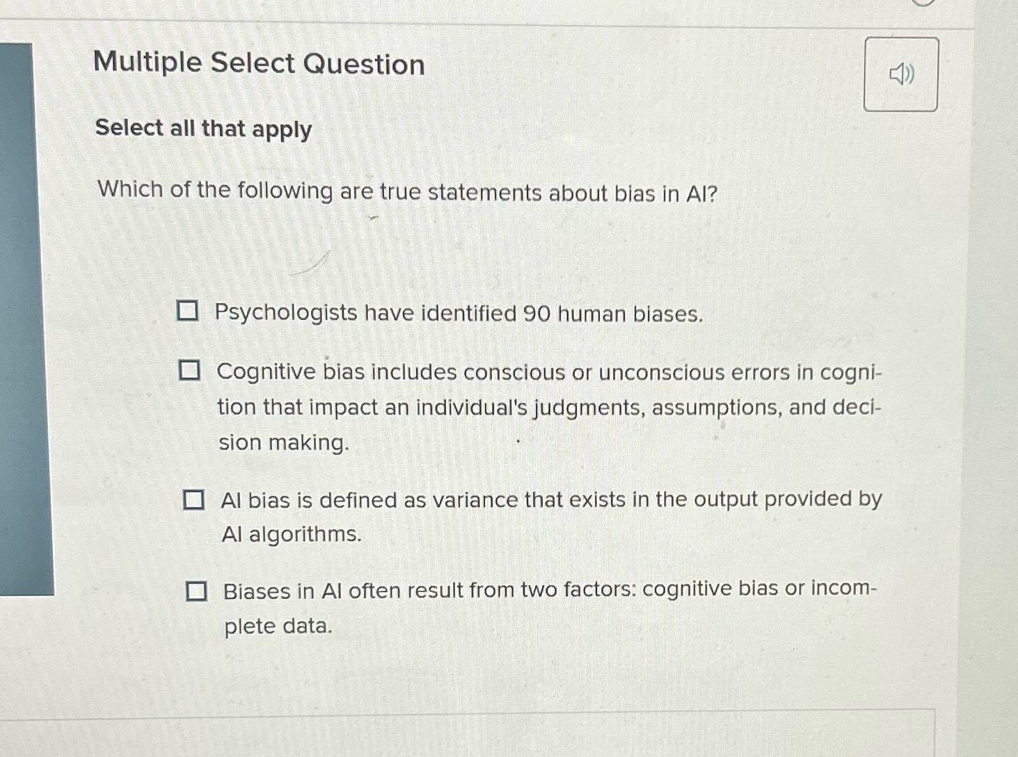 I'm Multiple Select Question Select all that