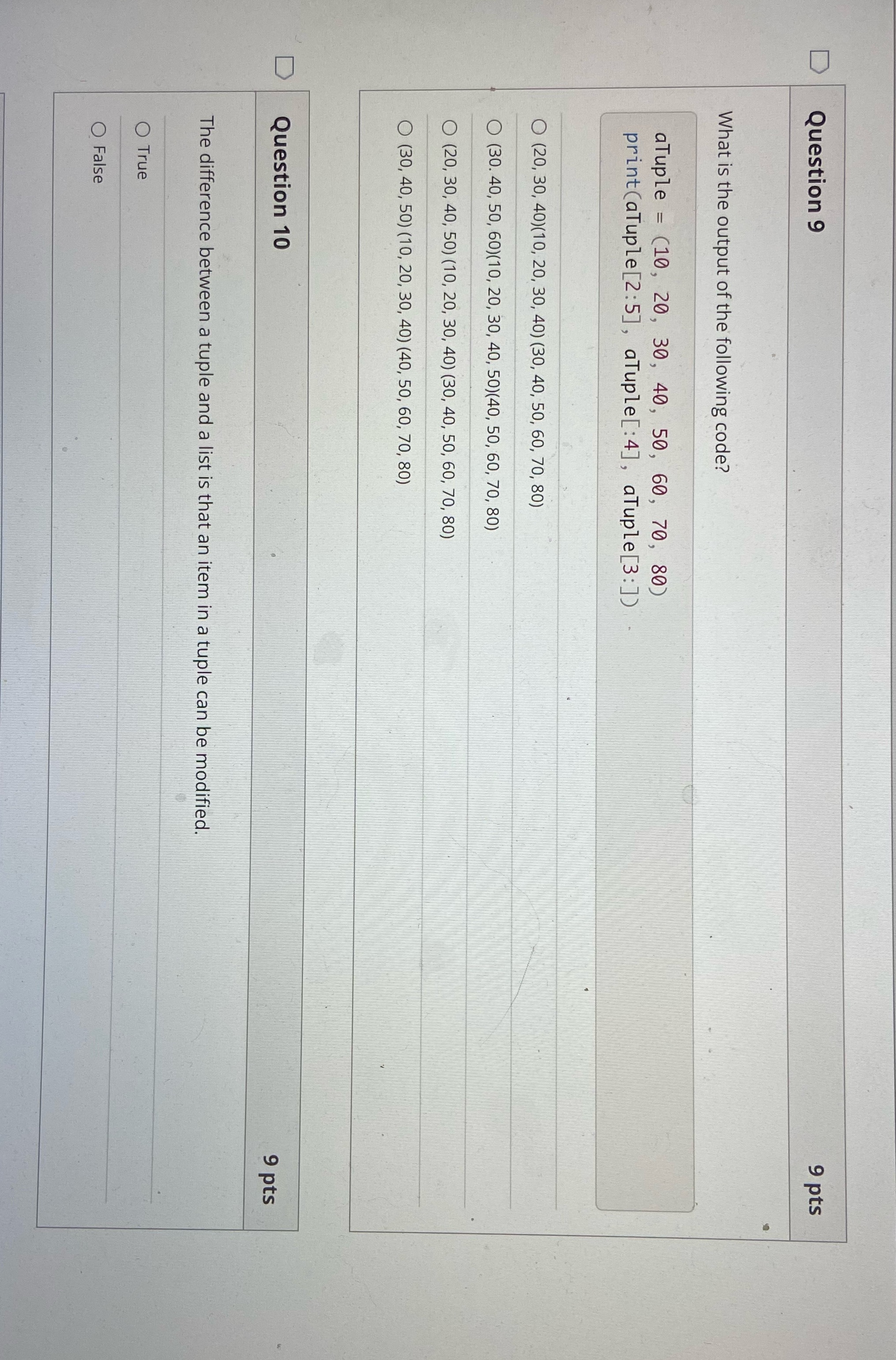 9-10 Question 9 9 pts What is the output of the