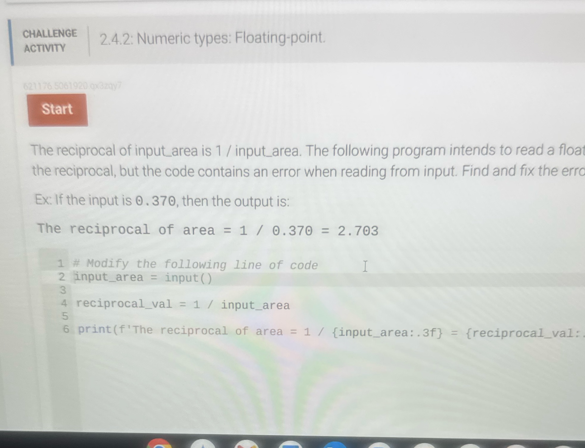 CHALLENGE 2.4.2: Numeric types: Floating-point.