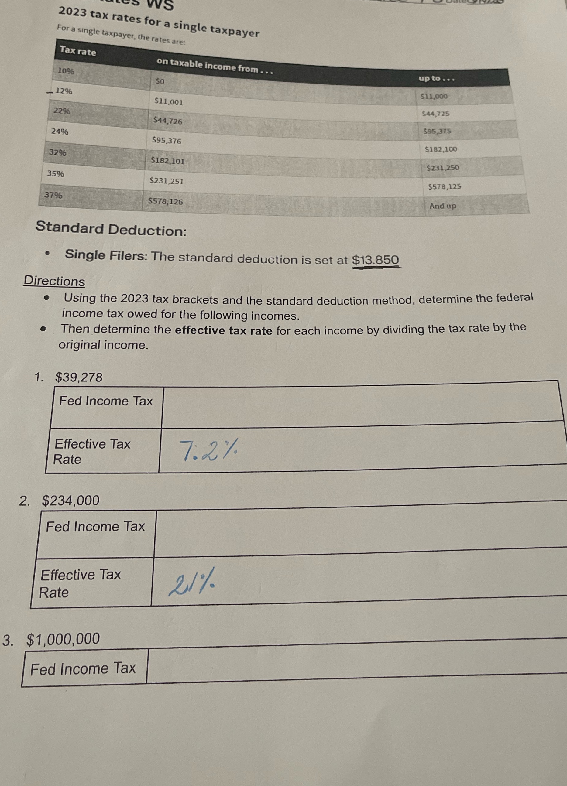 S 2023 tax rates for a single taxpayer For a