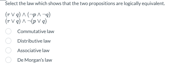 Select the law which shows that the two