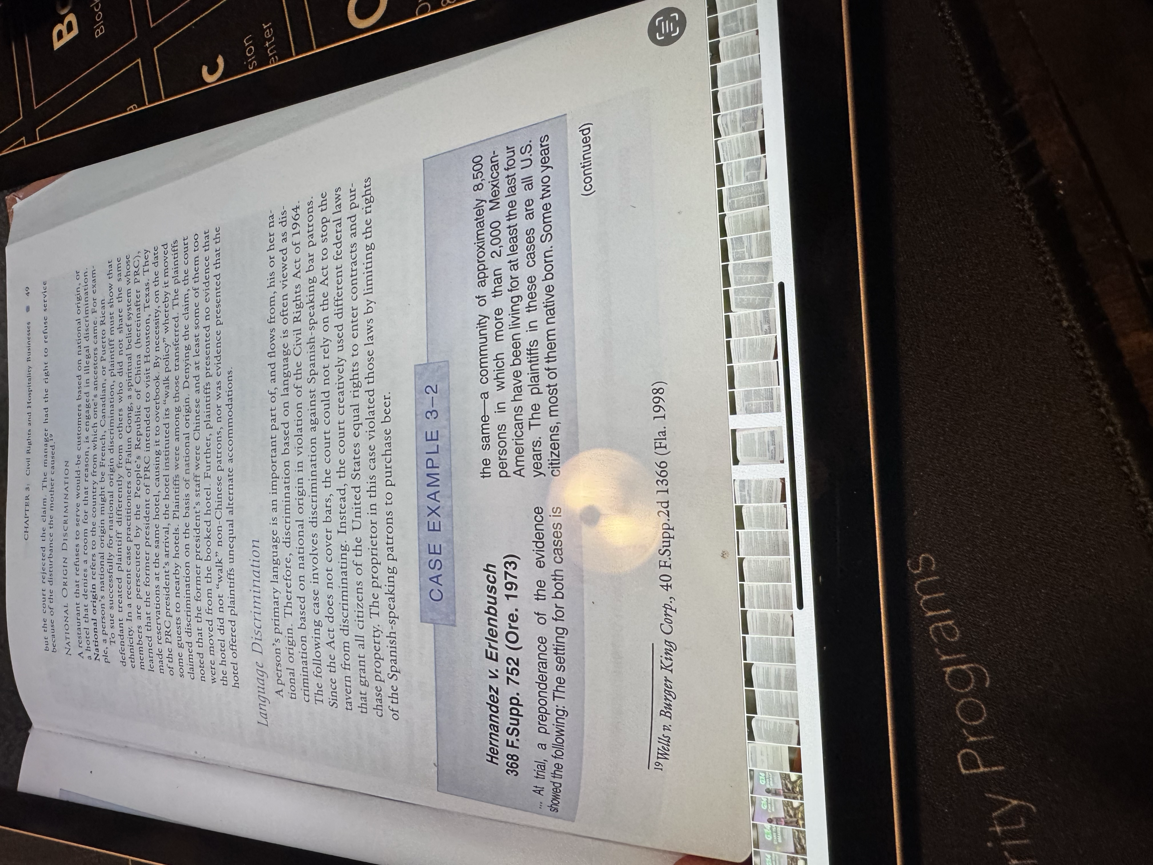 In the Hernandez case (p. 49-50), the bar would