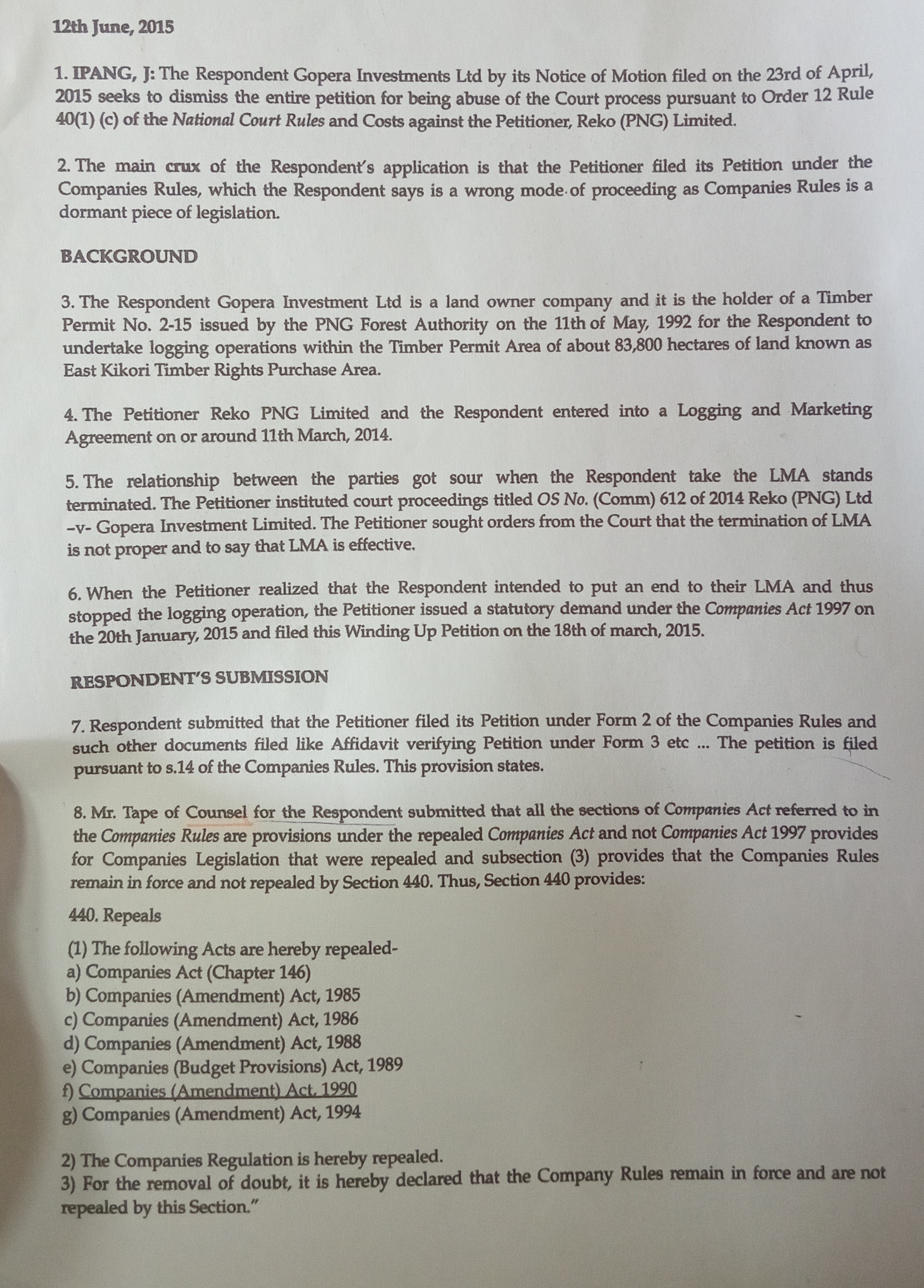 In line to the motion field by the reqpondent it