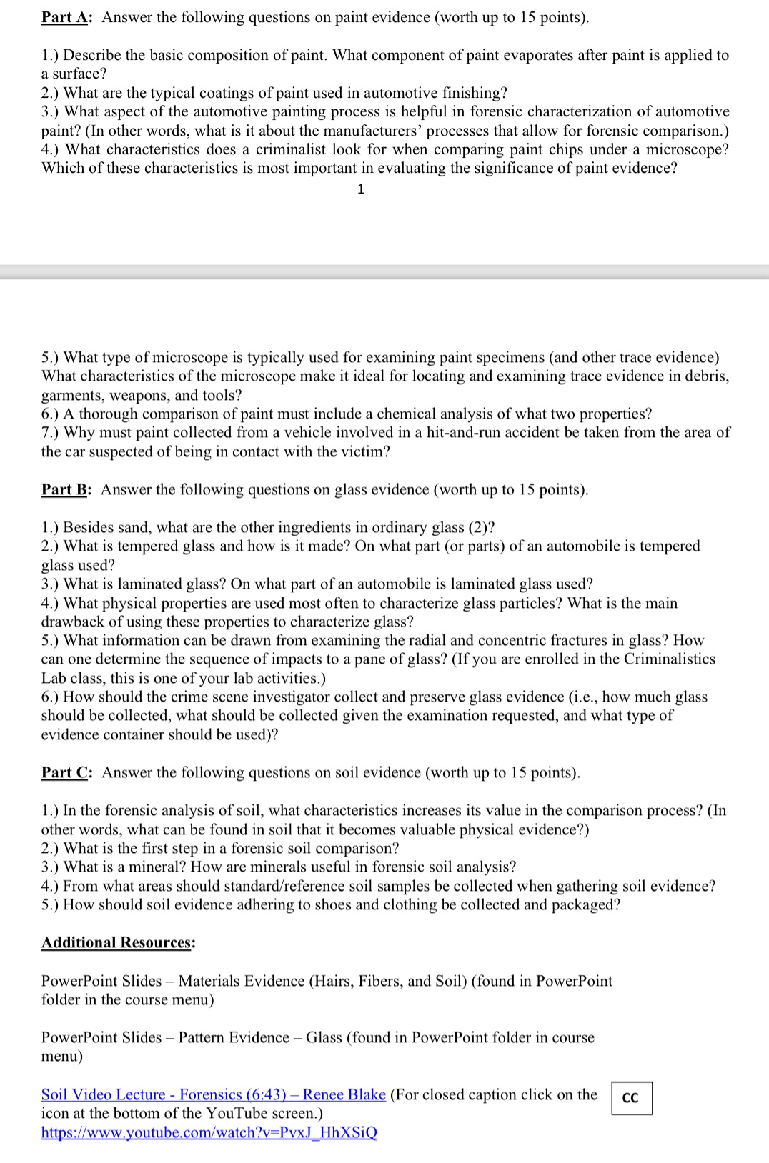 Part A: Answer the following questions on paint